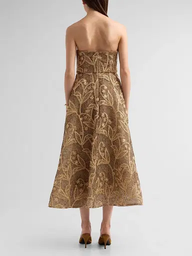 Milly Women's Petunia Embroidered Lace Dress - Gold Multi | Thumbnail 3