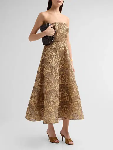 Milly Women's Petunia Embroidered Lace Dress - Gold Multi | Thumbnail 4