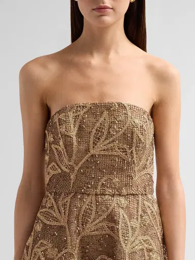 Milly Women's Petunia Embroidered Lace Dress - Gold Multi | Thumbnail 5