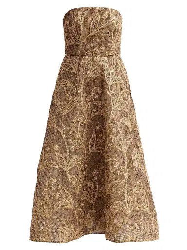 Milly Women's Petunia Embroidered Lace Dress - Gold Multi | Thumbnail 1