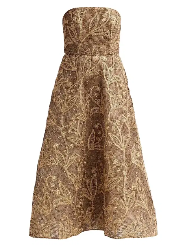 Milly Women's Petunia Embroidered Lace Dress - Gold Multi