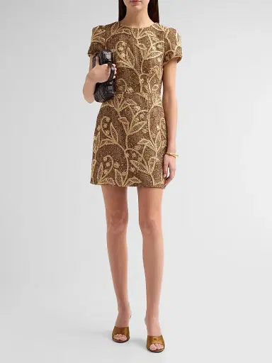 Milly Women's Daisy Embroidered Lace Mini Dress - Gold Multi | Thumbnail 2