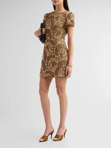 Milly Women's Daisy Embroidered Lace Mini Dress - Gold Multi | Thumbnail 4