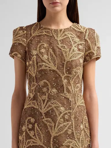 Milly Women's Daisy Embroidered Lace Mini Dress - Gold Multi | Thumbnail 5