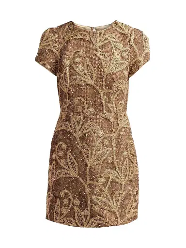 Milly Women's Daisy Embroidered Lace Mini Dress - Gold Multi | Thumbnail 1