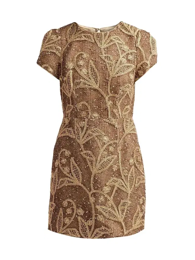 Milly Women's Daisy Embroidered Lace Mini Dress - Gold Multi