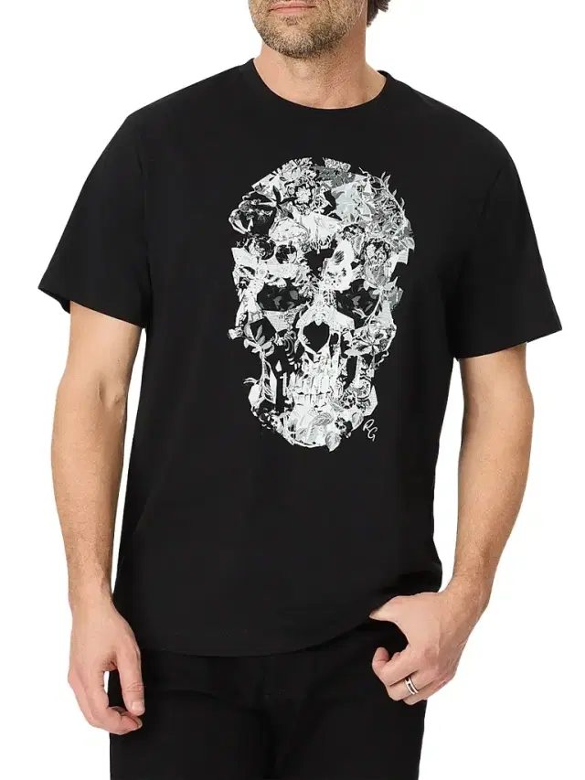 Robert Graham Men's Hallow Bones Graphic Cotton T-Shirt - Black