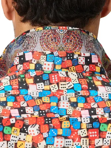 Robert Graham Men's Snake Eyes Dice-Print Stretch Cotton Shirt - Size XXL | Thumbnail 6