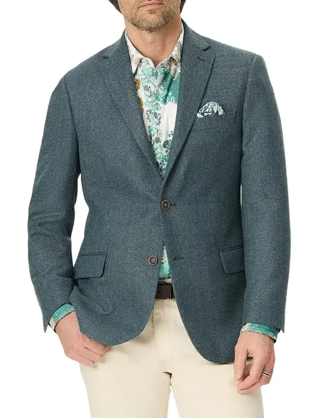 Robert Graham Men's Galadean Textured Wool-Blend Sport Coat - Teal