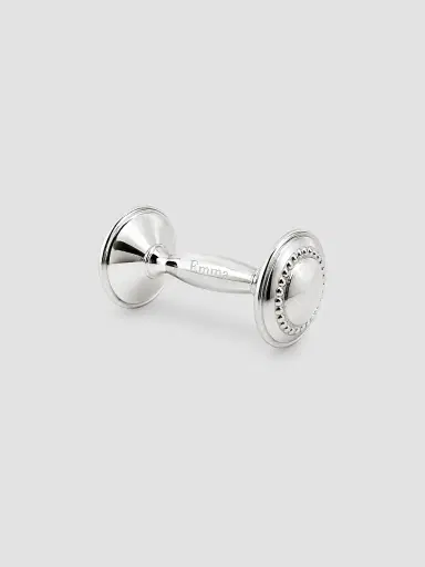 Cunill Beaded Sterling Silver Barbell Baby Rattle - Silver | Thumbnail 2