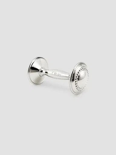 Cunill Beaded Sterling Silver Barbell Baby Rattle - Silver | Thumbnail 3