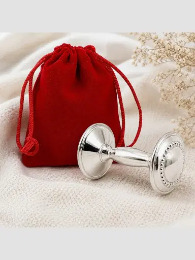 Cunill Beaded Sterling Silver Barbell Baby Rattle - Silver | Thumbnail 5