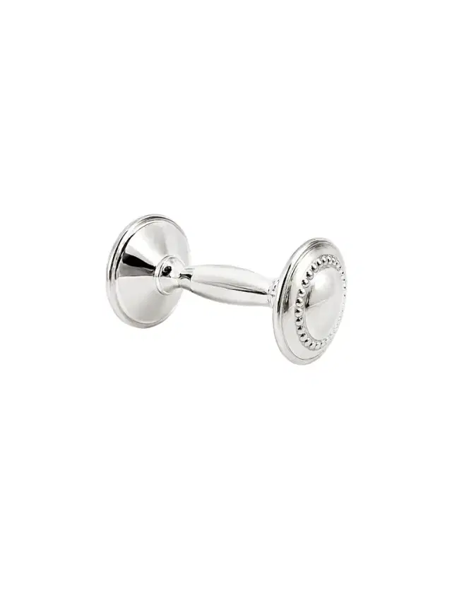 Cunill Beaded Sterling Silver Barbell Baby Rattle - Silver