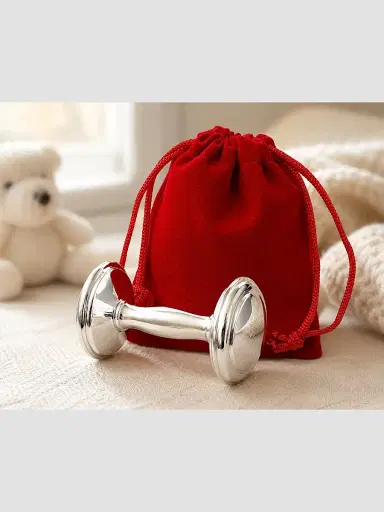 Cunill Sterling Silver Barbell Baby Rattle - Silver | Thumbnail 5