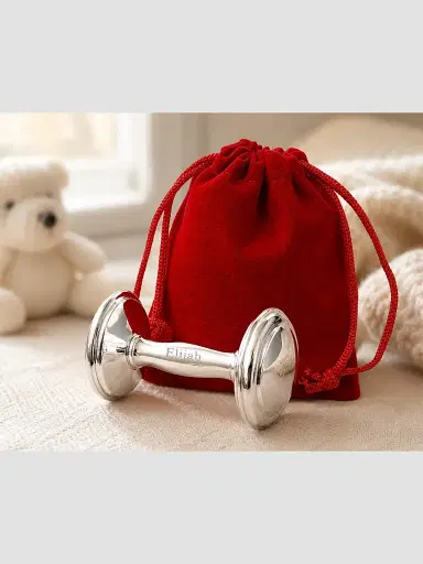 Cunill Sterling Silver Barbell Baby Rattle - Silver | Thumbnail 6