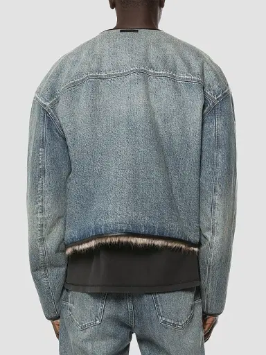 Purple Brand Men's Reversible Faux Fur & Denim Jacket - Blue | Thumbnail 2 Purple Brand Men's Reversible Faux Fur & Denim Jacket - Blue | Thumbnail 2