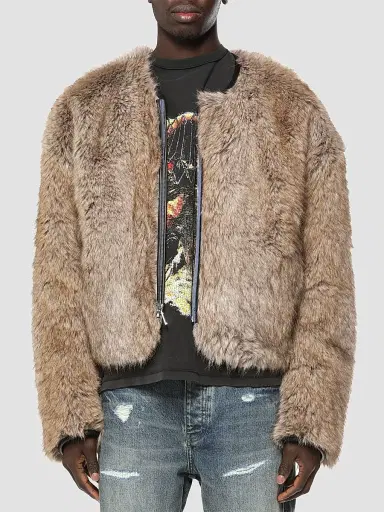 Purple Brand Men's Reversible Faux Fur & Denim Jacket - Blue | Thumbnail 3 Purple Brand Men's Reversible Faux Fur & Denim Jacket - Blue | Thumbnail 3