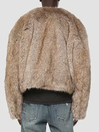 Purple Brand Men's Reversible Faux Fur & Denim Jacket - Blue | Thumbnail 4 Purple Brand Men's Reversible Faux Fur & Denim Jacket - Blue | Thumbnail 4