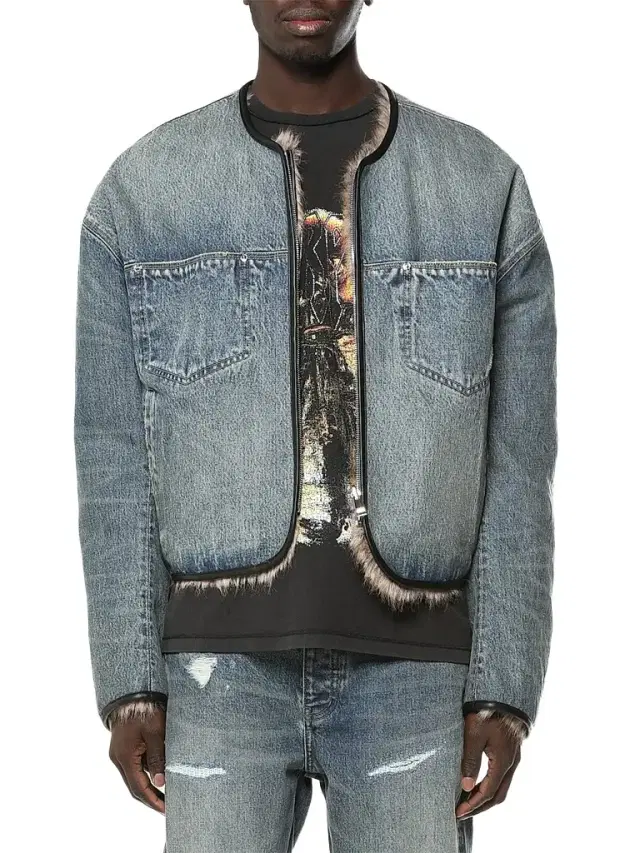 Purple Brand Men's Reversible Faux Fur & Denim Jacket - Blue