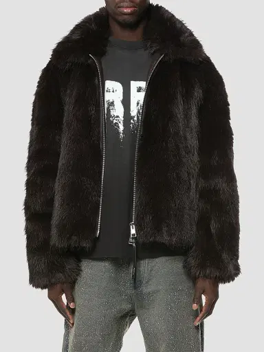 Purple Brand Men's Faux-Fur Shawl Jacket - Brown | Thumbnail 3 Purple Brand Men's Faux-Fur Shawl Jacket - Brown | Thumbnail 3