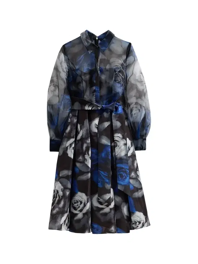 THEIA Women's Agatha Floral Organza Shirtdress - Blurred Roses Shadowpetal - Size 16