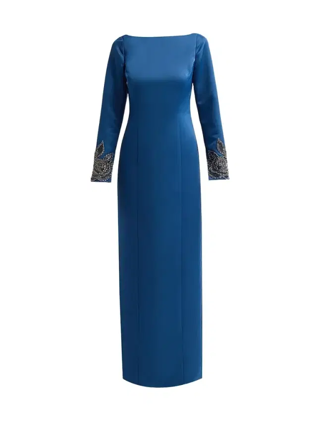 THEIA Women's Thea Embellished-Cuff Duchess Satin Gown - Shadow Petal - Size 16