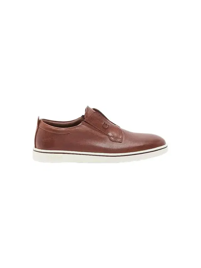 Ferragamo Men's Alfievit Leather Slip On Sneakers - Medium Brown