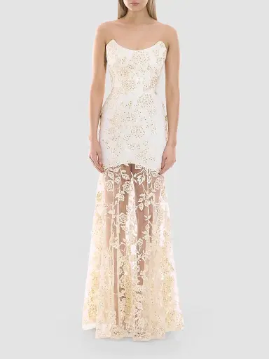 Zhivago Women's The Voice Returns Embroidered Strapless Gown - Ivory - Size 14 | Thumbnail 2