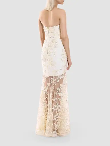 Zhivago Women's The Voice Returns Embroidered Strapless Gown - Ivory - Size 14 | Thumbnail 3