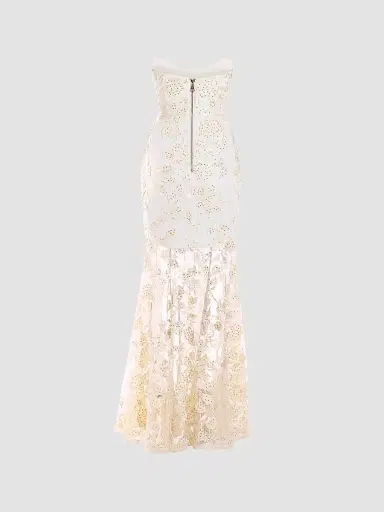 Zhivago Women's The Voice Returns Embroidered Strapless Gown - Ivory - Size 14 | Thumbnail 5