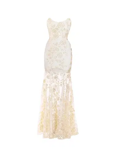 Zhivago Women's The Voice Returns Embroidered Strapless Gown - Ivory - Size 14 | Thumbnail 1