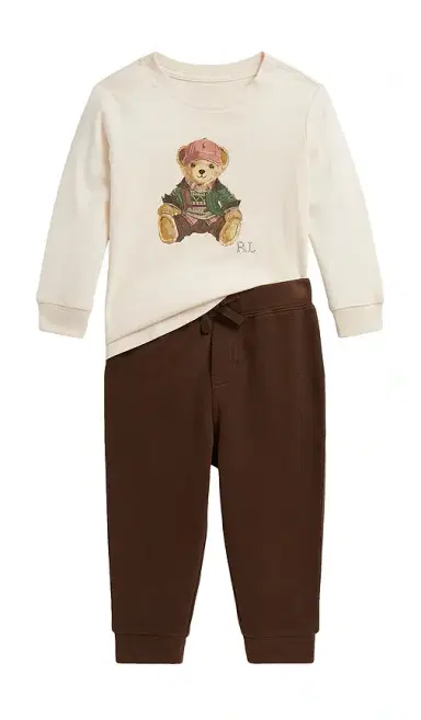 Polo Ralph Lauren Baby Two Piece Set Long Sleeve Jersey Knit Bear T-shirt With Jogger | Thumbnail 1