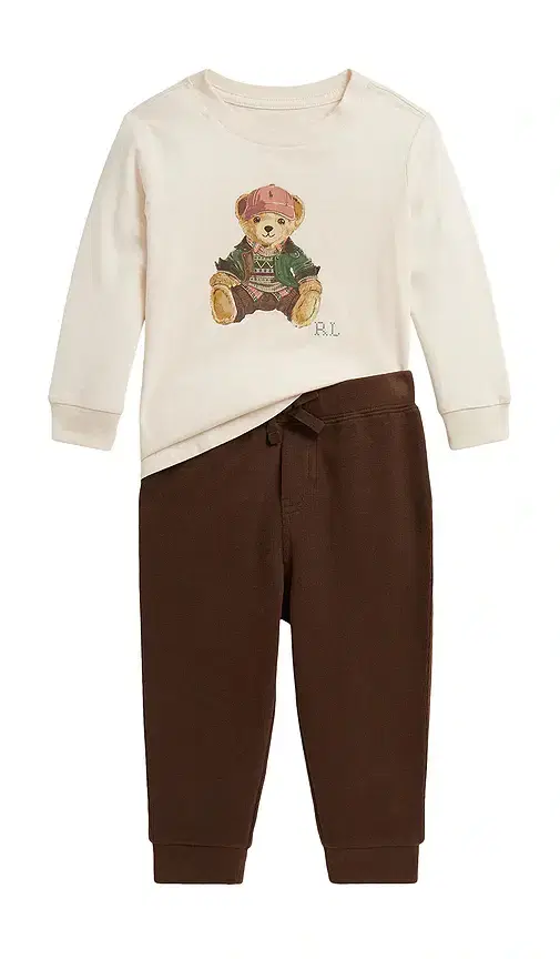 Polo Ralph Lauren Baby Two Piece Set Long Sleeve Jersey Knit Bear T-shirt With Jogger