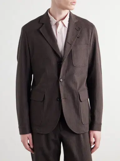 Oliver Spencer Solms Cotton-Blend Herringbone Suit Jacket - Men | Thumbnail 3