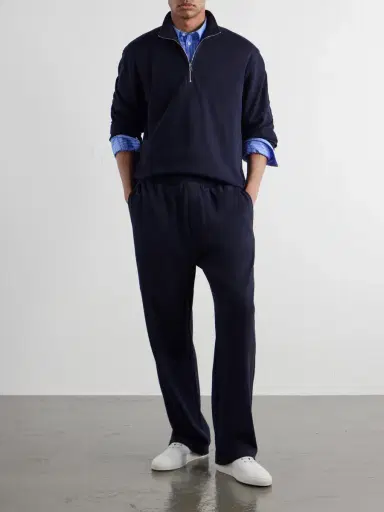 MR P. Cotton-Blend Double-Faced Jersey Half-Zip Sweatshirt - Men | Thumbnail 2