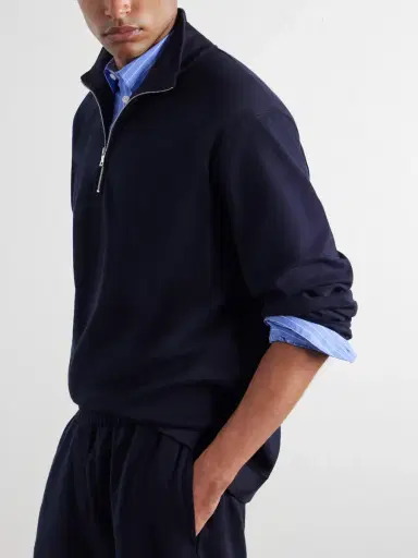 MR P. Cotton-Blend Double-Faced Jersey Half-Zip Sweatshirt - Men | Thumbnail 5