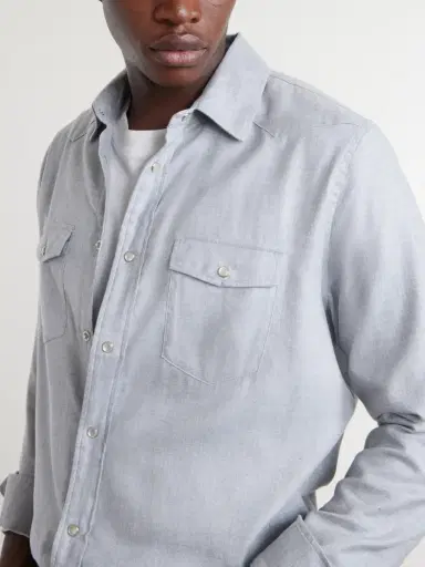 MR P. Herringbone Cotton and Lyocell-Blend Shirt - Men | Thumbnail 5