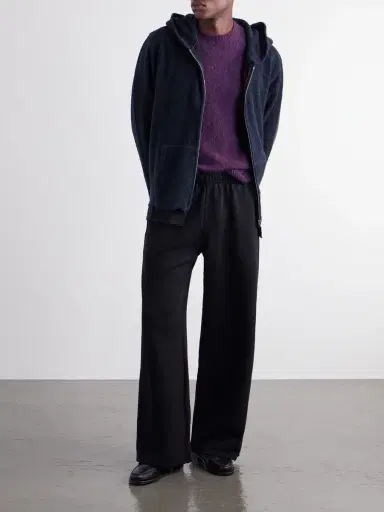 Les Tien Party Wide-Leg Garment-Dyed Cotton-Fleece Sweatpants - Men | Thumbnail 2