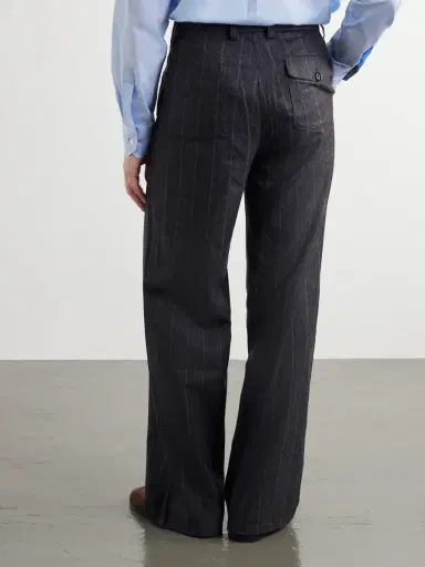 Oliver Spencer Orsman Flared Pleated Striped Wool-Blend Suit Trousers - Men | Thumbnail 4