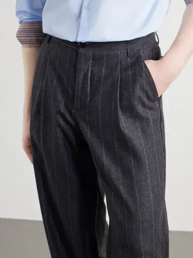 Oliver Spencer Orsman Flared Pleated Striped Wool-Blend Suit Trousers - Men | Thumbnail 5