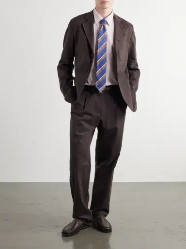 Oliver Spencer Morton Straight-Leg Pleated Herringbone Stretch-Cotton Suit Trousers - Men | Thumbnail 2
