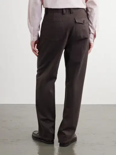 Oliver Spencer Morton Straight-Leg Pleated Herringbone Stretch-Cotton Suit Trousers - Men | Thumbnail 4