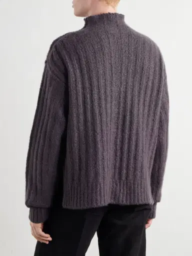 Rick Owens Ribbed Cashmere and Silk-Blend Rollneck Sweater - Men | Thumbnail 4