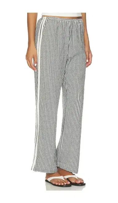 DONNI. The Cotton Gingham Stripe Crop Pant | Thumbnail 1