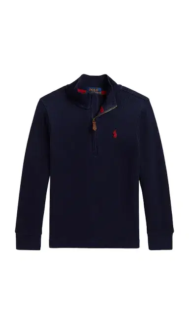 Polo Ralph Lauren Kids Long Sleeve Estate Rib Mock Neck Half Zip Pullover | Thumbnail 1