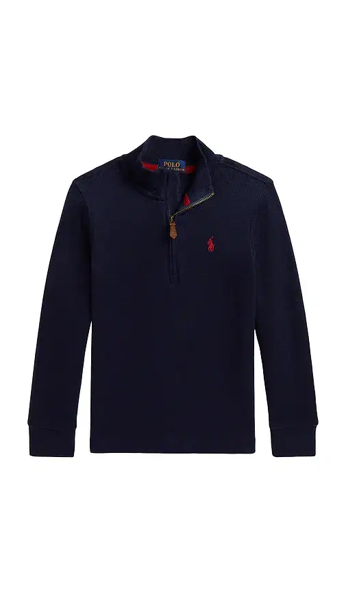 Polo Ralph Lauren Kids Long Sleeve Estate Rib Mock Neck Half Zip Pullover