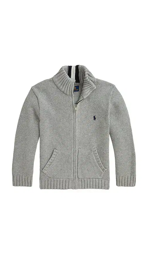 Polo Ralph Lauren Kids Long Sleeve Combed Cotton Knit Full Zip Sweater