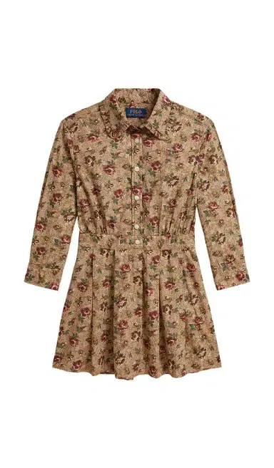 Polo Ralph Lauren Kids Long-sleeve Poplin Floral Printed Collared Dress | Thumbnail 1