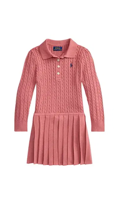 Polo Ralph Lauren Kids Long-sleeve Combed Cotton Mini Cable Polo Dress | Thumbnail 1