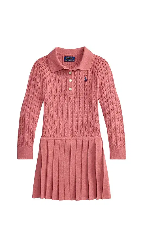 Polo Ralph Lauren Kids Long-sleeve Combed Cotton Mini Cable Polo Dress